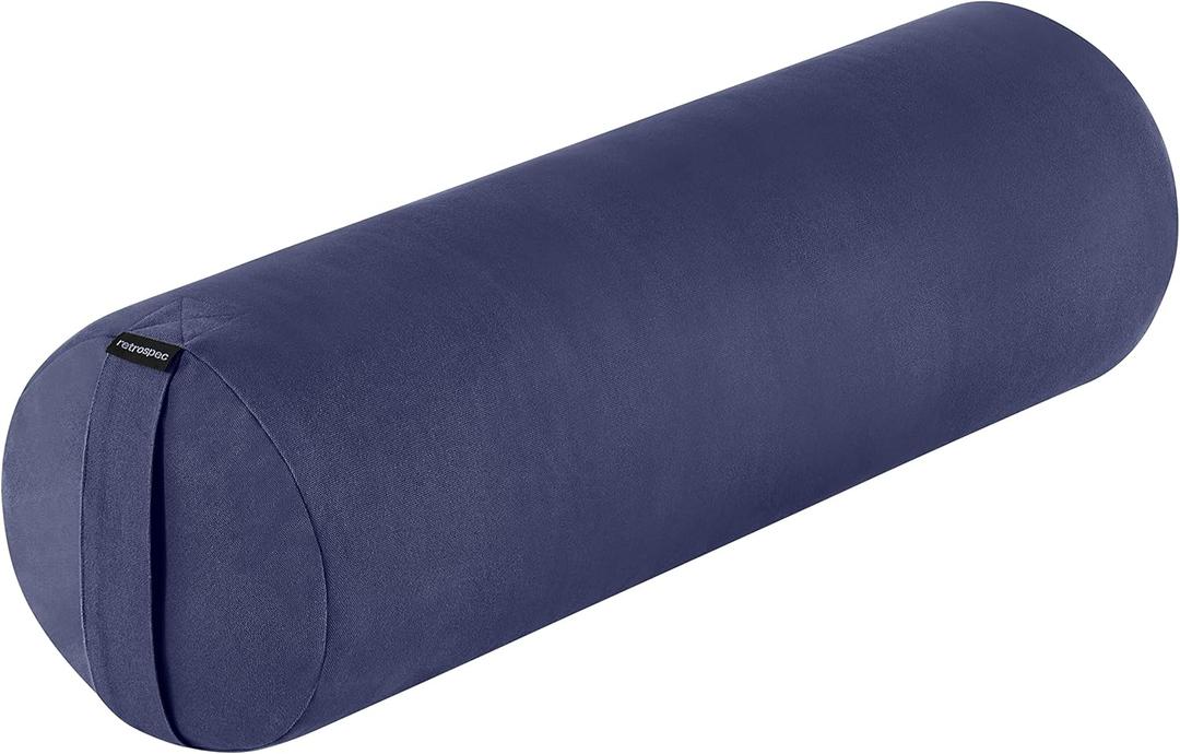 iRetrospec Retrospec Sequoia Yoga Bolster Pillow - Meditation Cushion for Yoga Practices - Includes Machine Washable 100% Cotton Cover & Durable Carry Handle (Round, Midnight)