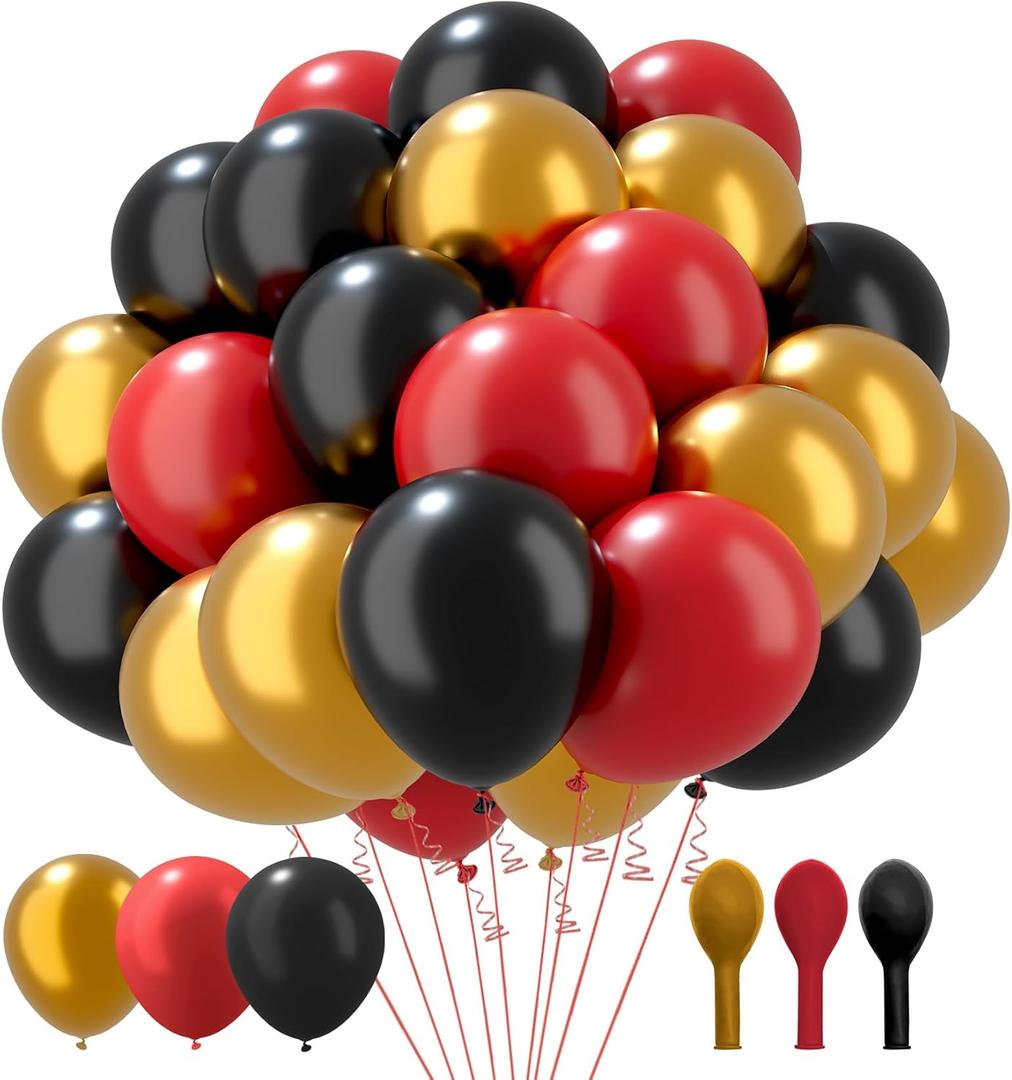 Red Balloons Black and Gold Balloons 60PCS 12in Halloween Balloon Arch Kit Thanksgiving Balloon Party Bachelorette Party Decorations Grad Party Decorations Birthday Decoration