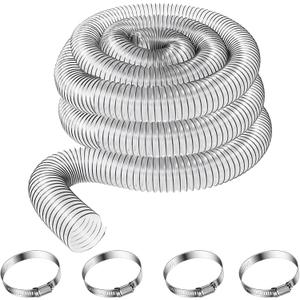 4in Dust Collection Hose Flexible Pvc Dust Collection Hose with SS Hose Clamps Clear Vacuum Hose Dust Collection Heavy Duty Pvc Dust Debris and Fume Dust Collection Systems for Woodworking
