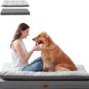 Warmrest 2-Pack XL Waterproof Dog Bed Large Size Dogs, Plush Cushion & Orthopedic Egg-Crate Foam Mattress for Senior Dogs, Washable Dog Crate Bed with Removable Cover, Dark Grey