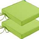 Patio Chair Cushions Waterproof Outdoor Seat Cushions for Patio Furniture Set of 2 with Ties, 24 x 24 Inch, Green