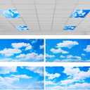 Hortsun 4 Pcs 4 x 2 Feet Fluorescent Light Covers for Ceiling Classroom Office Magnetic Filters Light Diffusers for Reducing Harsh Glare Flicker Home Decorations (Blue Sky Cloud)