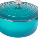 Nuovva Enamelled Cast Iron Dutch Oven Pot with Lid  6.4 Quart Non Stick Casserole Pot  Heavy Duty & Oven Safe up to 500 F for Bread Baking, Braising, Stews, Roasting  28cm Teal
