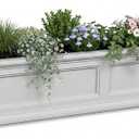 Mayne Fairview 60in Self-Watering Rectangular Window Box Planter, White Self-watering, All season, Fade resistant, Mounting brackets included, Built-in overflow