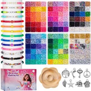 Taybonds Beaded Bracelet Assembly Set  Polymer Clay & Letter Beads with Minimalist Accent Pieces, Aesthetic Jewelry Components for Adult Personal Style (120 Colors)