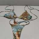 Women's 2 Piece Leopard Animal Print Bikini Sets Halter Tie String Swimsuits High Cut Sexy Bathing Suits (Medium, Multicolor)