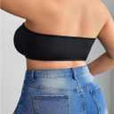 OYOANGLE Women's Plus Size Front Closure Strapless Bra Push Up Padded Tube Bandeau Bralette (Black, XXXL)