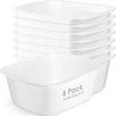 Honeydak 8 Pack Wash Basins Plastic Wash Tub White 7 Quart Graduated Buckets Rectangular Plastic Hospital Bedside Soaking Tub Washing Basin for Cleaning Foot Bath Washing Dishes Face Cleansing