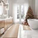 BSICPRO Bathroom Rugs and Mats Sets, 2 Piece Thick Absorbent Chenille Bath Mat Rug Set Non Slip, Soft Shaggy Bath Room Floor Mats for Bathroom, Machine Washable (Beige, 20" x 60" Plus 20" x 32")