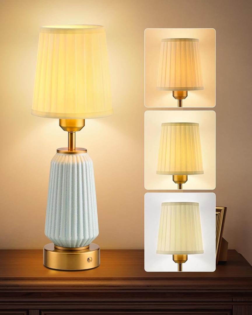 JACKYLED New Upgraded Rechargeable Table Lamps,5400mAh Battery Operated Cordless Table Lamp,Portable Indoor/Outdoor Desk Lamp,Modern Ceramic Lamp for Dinning Room,Bedroom, Bar,Patio