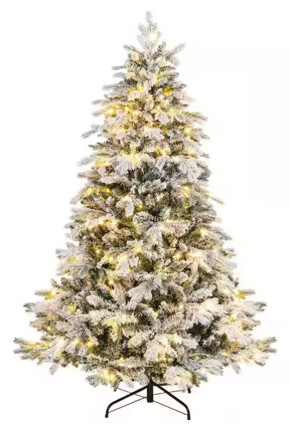 6 ft. Pre-lit Snow Flocked Hinged Artificial Christmas Tree with 260 LED Lights