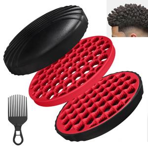PARAO-Silicone Curling Brush,Magic Wave Afro Comb,Two Sides InterchangeTwist Tool,Hair Curler Brush For Men Women Boy Girl,2-Piece SetRed
