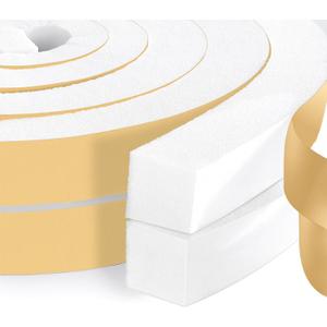 High Density Foam Tape Air Conditioner Window Seal, 1x1 Inch Thick Foam Stripe with Adhesive for Window AC Insulation, Weather Stripping for Doors and Windows Insulation, AC Foam Tape, White (1 inch wide x 1 inch thick x 6.5ft x 2 rolls)