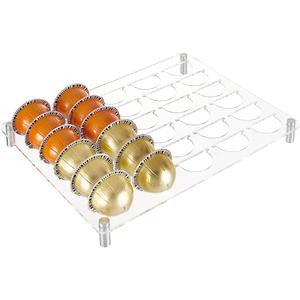 PH PandaHall Coffee Pods Holder, Coffee Storage Organizer Holds 30 Pods Coffee Storage Tray Organizer Stand Drawer Insert Drawer Pod Portable Transparent Acrylic Drawer for Home Countertop Office