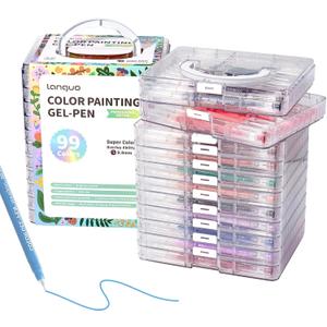 99 Colors Gel Pens for Coloring - Smooth Vibrant Colors 0.6mm Fine Point Gel Ink Pens Colored Set for Adults Artists Drawing Journaling Sketching Art Supplies