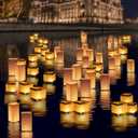 12Pack Floating Lanterns Square Rectangle Sets,Outdoor Lanterns Decorative with Waterproof,Floating Candles for Pool,River,Memorials,Wedding,Bar,and Parties (4Square+8Rectangular)