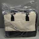 Sweetude 8 Pcs Canvas Tote Bag Shoulder Strap Black White Canvas Bag Zipper Opening Pockets Grocery Tote for Women Gift DIY