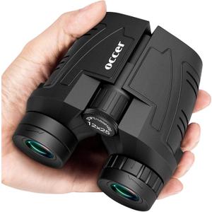 Occer 12x25 Compact Binoculars with Clear Low Light Vision, Large Eyepiece High Power Waterproof Binocular Easy Focus for Outdoor Hunting, Bird Watching, Travel, Hiking, Fit for Adults and Kids