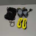 Upgraded Rope Hoist Pulley System, 4400LBS Block and Tackle with 304 Stainless Steel Shackle 2PCS Lift Sling, 8:1 Power 65ft Heavy Duty Pulley Block for Lifting Garage Warehouses Building (Black)