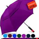 SIEPASA 62 Inch Large Golf Umbrella Windproof Waterproof Auto Open | Oversized Double Canopy Vented, 210T Waterproof Pongee Fabric, Light Fiberglass Frame, Unique Red Foam Handle