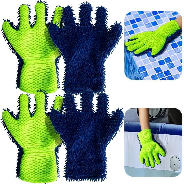 DECOHS 4 Pcs Pool Cleaning Scrubbing Mitt, Swimming Pool and Spa Cleaning Mitt, Pools Hot Tub Scrubbing Glove for Stain and Dirt Cleaning
