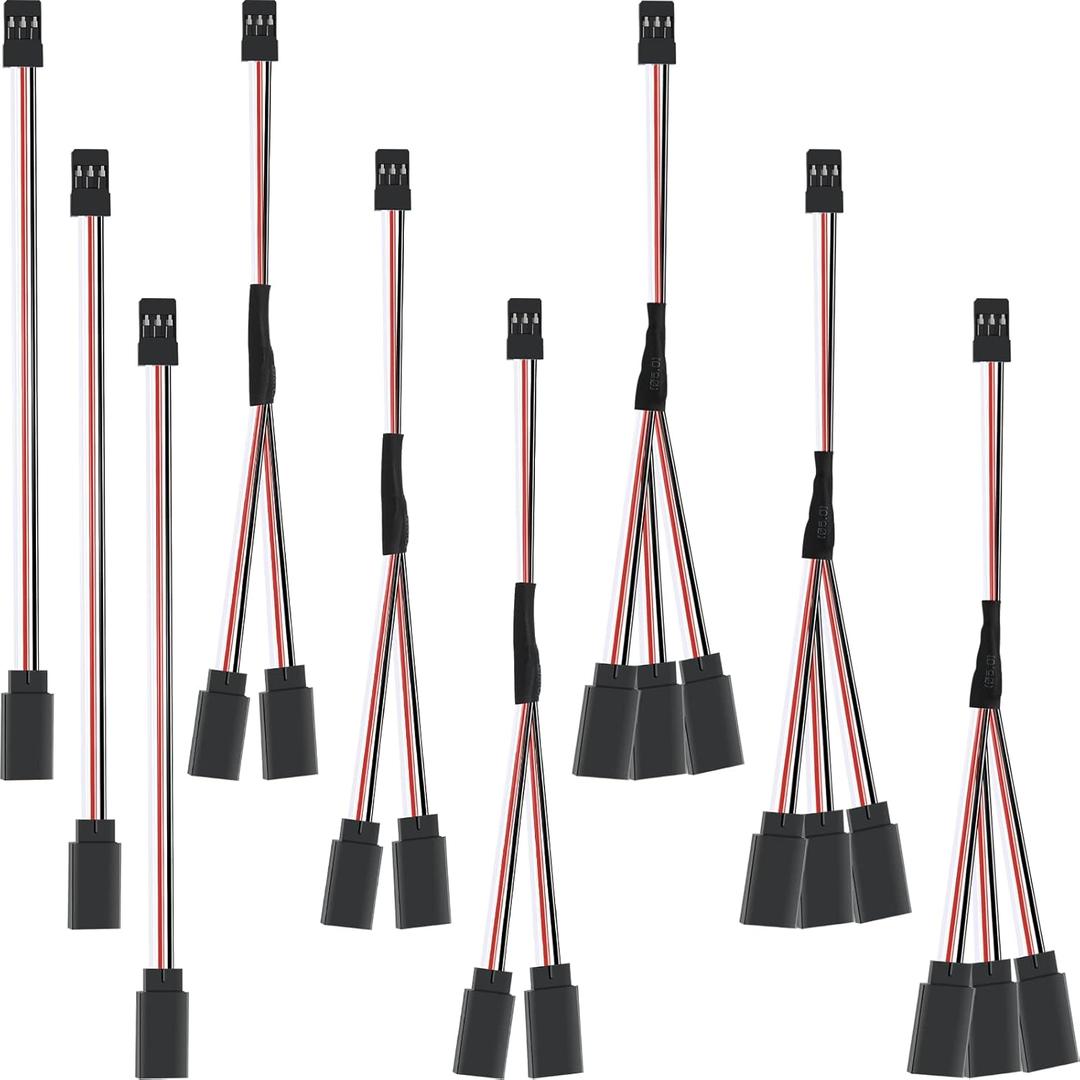 Eccliy 9 Pieces Y Connector 3 Pin Plug Splitters Servo Extension Male to Female Servo Extension Cord Wire Cable Compatible with Jst Rc Jr Futaba Rc Car or Airplanes(Mixed Style)