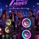 TPyesss Party Loud Bluetooth Speaker: 80W Peak Powerful Bass, Long Playtime, Vibrant Lights, Portable Wireless Speakers with TWS Pairing, Large Subwoofer for Outdoor, Garage & Home