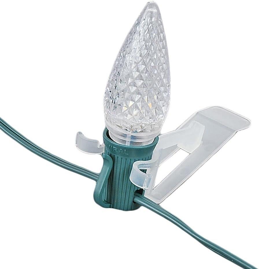 Novelty Lights 25 Pack All in One Christmas Light Clips, C7 and C9 Roof Line Clips for Shingle and Gutter Mounting, Clear/White