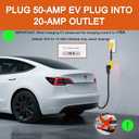 10ft NEMA 6-20P to 14-50R EV Charger Adapter Cord, 20 Amp 3 Prong Male to 50 Amp 4 Prong Female Adapter with Handle, Only for Tesla or EV Charging, SJTW 10 AWG/3C, ETL Listed