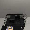 Godboat Dish Drying Rack, Dish Rack with Auto-Drain & Mat, Dish Drainers for Kitchen Counter, Glass Organizer for 4 Cups, 3 Slots Utensil Holder,Gifts for Women Mothers Day, Kitchen Gadgets & Decor (Large/(1-Tier))