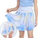 Sporty Girl's Pleated Athletic Skort with Built-in Shorts  Girls Athletic Skort - Toddler Tennis Skirt - Girls Golf Outfit (Blue)