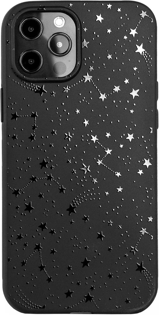 Matte Black Case Compatible with - iPhone 16 Plus - Pretty Constellation Protective Shockproof Phone Cover Bumper Night Sky Starry TPU Rubber Silicone Celestial Aesthetic Design for Girls Women