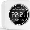 Betus Digital Travel Alarm Bedside Clock- Auto Dimmable Backlight for Distraction-Free Sleep - Silent and Compact Design - Heartbeat Animation Temperature and Snooze Function (Light White)