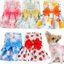 5 Pieces Dog Dresses Shirt Skirt Sleeveless Dress Breathable Pet Shirts with Ruffles Puppy Sundress Outfits for Dogs and Cats (XS Size)