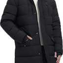 Men's Extra Long Fleece Puffer Jacket Outerwear Winter Coats Hooded Parka Warm Water-resistant Cold Weather (XL)