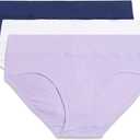 Warner's Women's Blissful Benefits Dig-free Comfort Waist Moisture-wicking Microfiber Brief Ru4963w (Large, Lavender Macaron/White/Navy Ink)