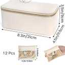 Hacaroa Large Travel Jewelry Case with 12 Velvet Pouches, 8.3 x 4.5 x 3.5 inches Jewelry Storage Organizer Box PU Leather, Clear Necklace Earrings Rings Bags for Women Wedding Gifts, Cream White