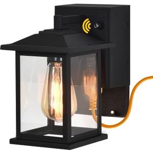 Dusk to Dawn Outdoor Wall Light with Built-in GFCI Outlet, Porch & Garage Exterior Light with Waterproof Rust Resistant Fixture (1 pack withOutlet)