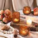 DARJEN Amber Votive Candle Holders Set of 24- Round Candle Holders Bulk, Glass Candle Holder for Vintage Decoration, Tea Lights Candle Holders for Wedding Home Party & Gift