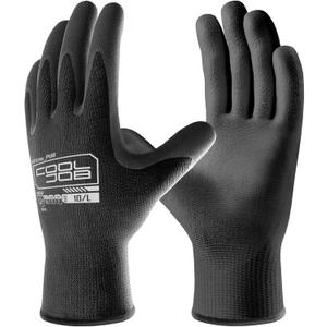 COOLJOB 12/60 Pairs Safety Work Gloves Pack Bulk with Grip PU Coating, 13 Gauge Seamless Knit Gloves with Polyurethane Dipped for Warehouse Working, Breathable Lightweight for Men Women, Black Medium