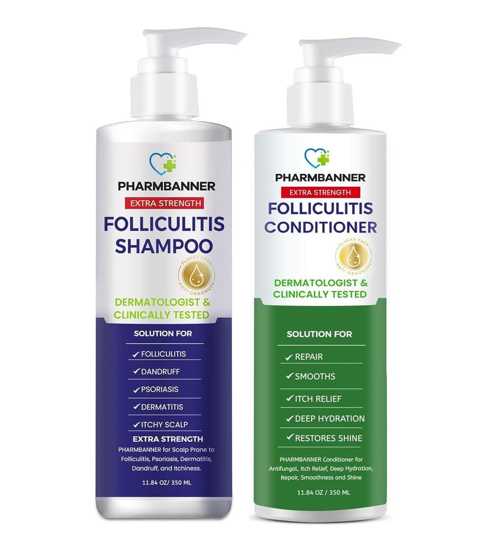 Anti-Fungal Shampoo and Conditioner Set  Tea Tree & Argan Oil for Folliculitis, Seborrheic Dermatitis, Scalp Psoriasis  Relieves Itchy, Flaky, Dry Scalp  Sulfate & Paraben Free