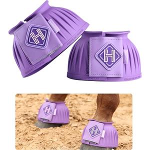 Harrison Howard Rubber Pull-on Bell Boots with Fleece Lining and Touch-Close Tapes Hoof Overreach Protection for Horses