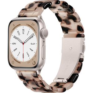Compatible with Apple Watch Band 41mm 40mm 38mm 42mm 44mm 45mm 46mm 49mm, Light Fashion Resin Tortoise iwatch Band Women for Apple Watch Series 10 Series 9 8 7 6 iWatch SE 5 4 3 2 1, Ultra 2 1