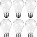 100 Watt Incandescent Light Bulbs, E26 A19 100W Stepless Dimming Light Bulbs 1020lm, 3000K Soft Warm White, Vintage Clear Glass Incandescent Filament Bulb for Home (6pack)
