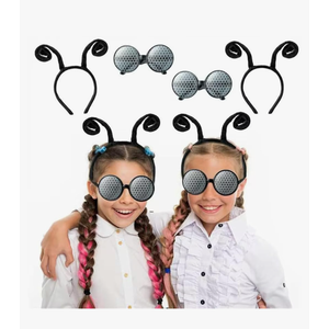 Yopyame 4PCS Fly Costume Bug Accessories Set Black Velvet Bug Antenna Headband with Glasses Insects Hairband Glasses Firefly Dragonfly Costume Accessories Bug Headband and Glasses for Cosplay Party
