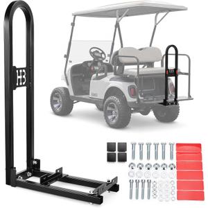 HOWBOW Universal Rear Seat Grab Bar for Golf Cart Fit Yamaha EZGO Club Car | Updated Thicken Tubing Golf Cart Seat Safety Handlerail, Heavy Duty Golf Bag Support Frame, with Reflective Stickers