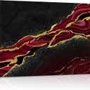 Red Black Marble Canvas Print Wall Art - Abstract Gold Texture Vintage - Wall Decor Modern Artwork Paintings Pictures for Living Room Stretched and Framed Ready to Hang - 16" x 24"