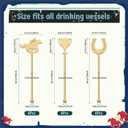 LemonRoad 24 Pcs 7 Inch Gold Derby Drink Stirrers Plastic Swizzle Stir Sticks with Horseshoe Trophy Racehorse Designs Derby Party Decorations for Coffee Cocktails Whiskey Beverage Bar Weddings Events
