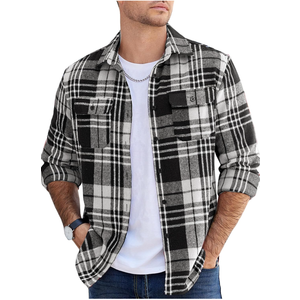 COOFANDY Mens Flannel Shirts Long Sleeve Plaid Shirt Jacket Button Down Shirt with Pockets, Medium