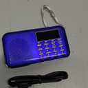 PRUNUS Mini Portable Radio AM FM Pocket Radio with MP3, LED Flashlight, Digital Radio Speaker Support Micro SD/TF Card/USB, Auto Scan Save, 1200mAh Rechargeable Battery Operated[Latest Version] (Blue)